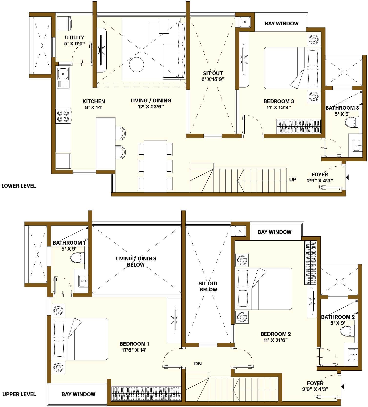 3 BHK Loft Floor Plan Layout